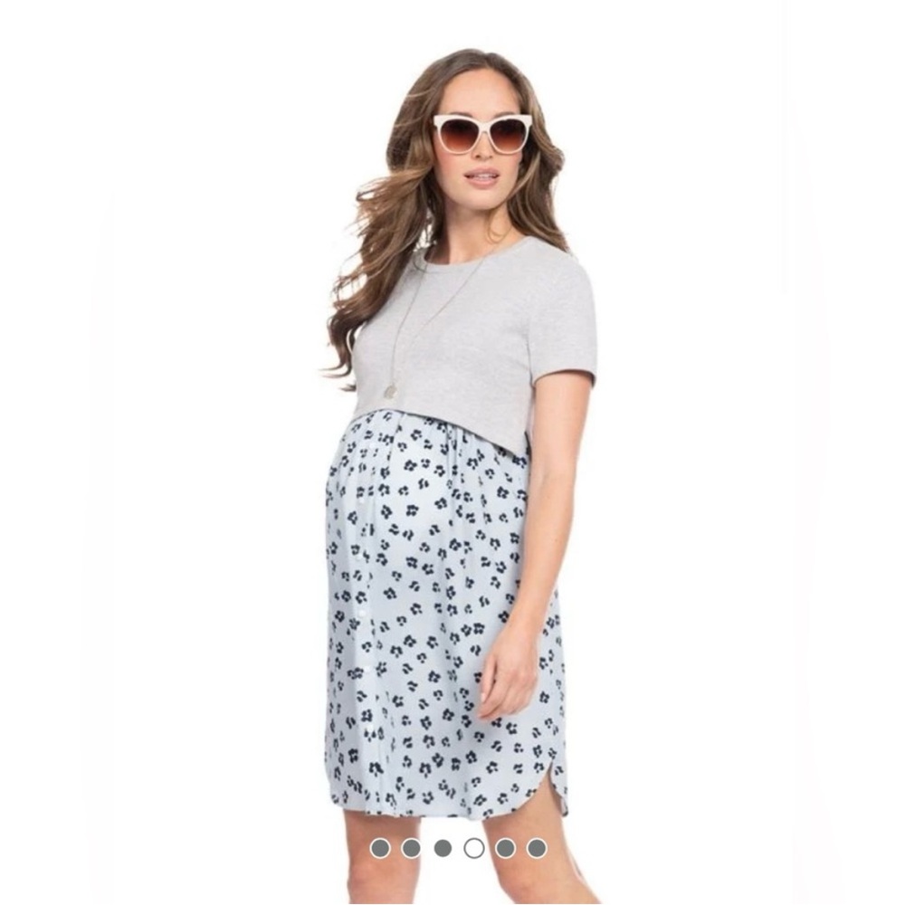 Seraphine maternity and nursing dress with cotton blend top